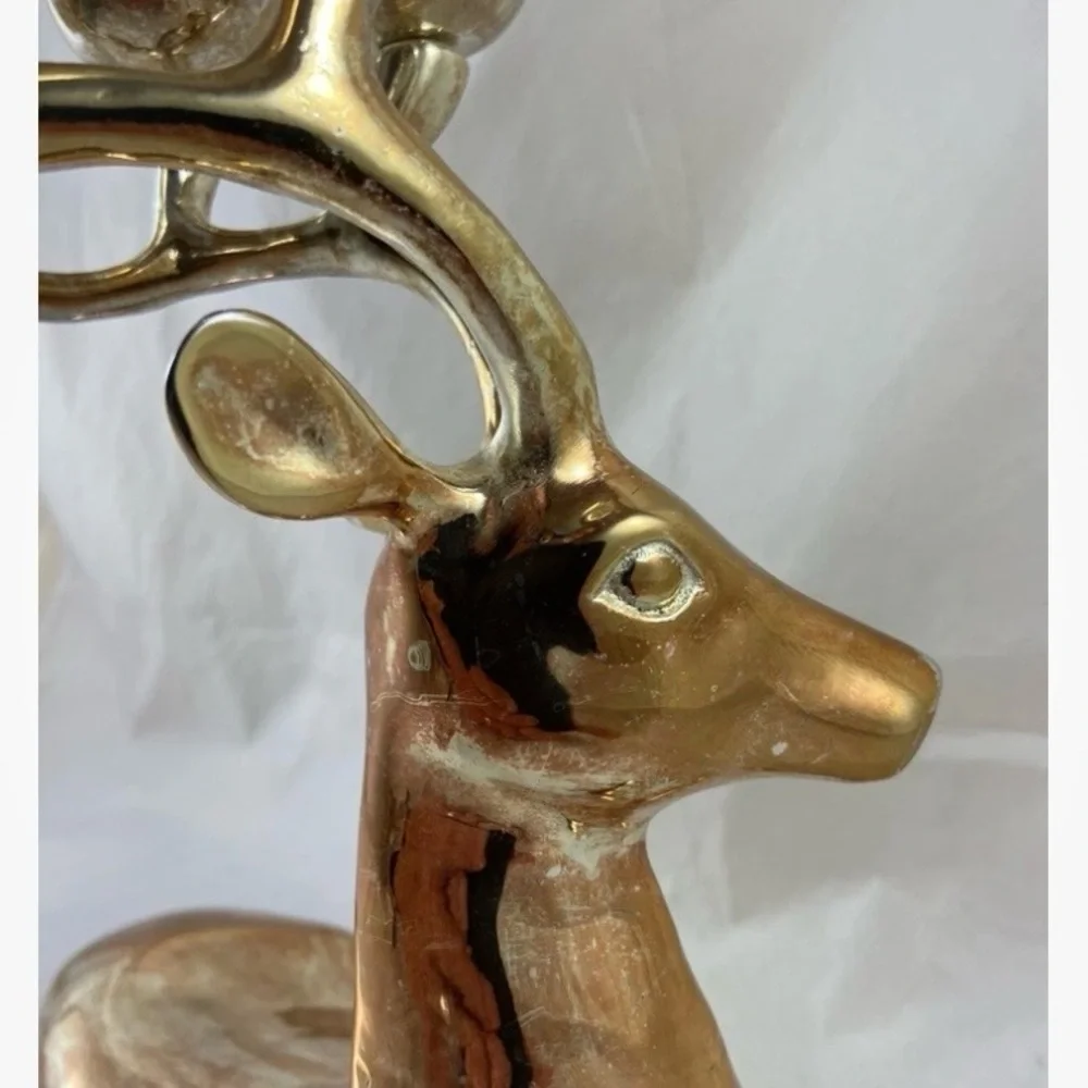 Pottery Barn Deer Reindeer Candle Holder Silver Plated Brass 6 Candle Holder - Picture 11 of 16